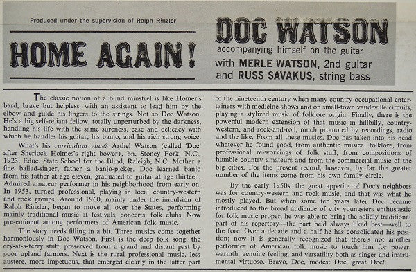 Doc Watson - Home Again! (LP Tweedehands) - Discords.nl