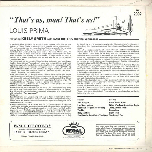 Louis Prima & Keely Smith With Sam Butera And The Witnesses - That's Us, Man That's Us! (LP Tweedehands)