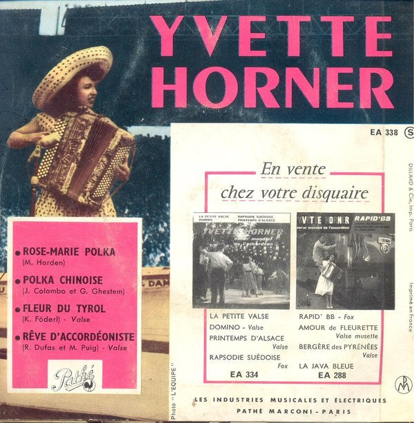 Yvette Horner - Oscar Mondial De L'Accordéon (7-inch Tweedehands) - Discords.nl