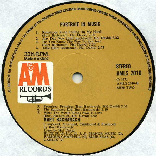 Burt Bacharach - Portrait In Music (LP Tweedehands)