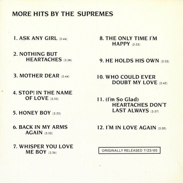 Supremes, The - More Hits By The Supremes / The Supremes Sing Holland-Dozier-Holland (CD)