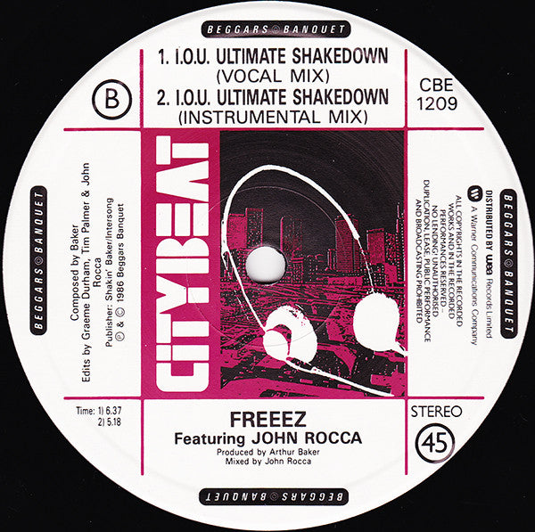 Freeez Featuring John Rocca - I.O.U. (The Ultimate Mixes '87) (12" Tweedehands)