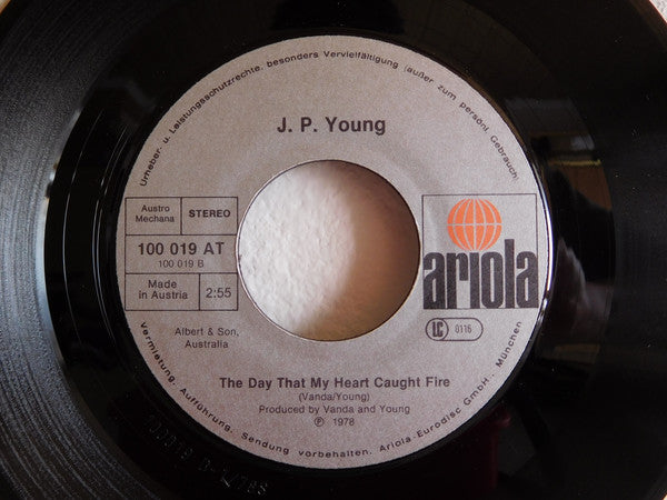 John Paul Young : Lost In Your Love / The Day That My Heart Caught Fire (7")