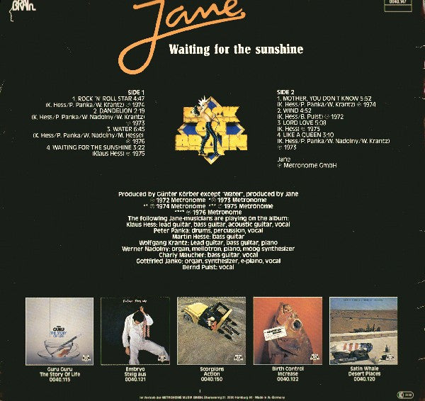 Jane : Waiting For The Sunshine (LP, Comp)