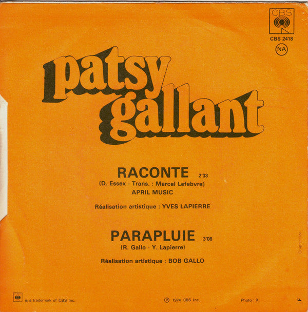 Patsy Gallant : Raconte (7", Single)