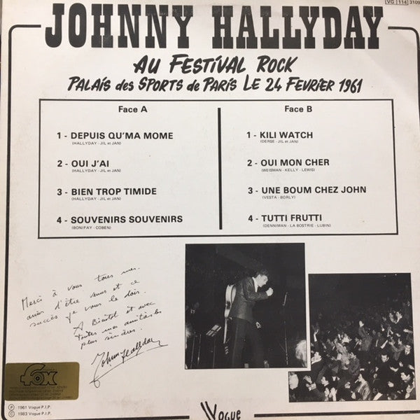 Johnny Hallyday : Au Festival Rock - Palais Des Sports De Paris - Le 26 Février 1961 (LP, Album, RE)