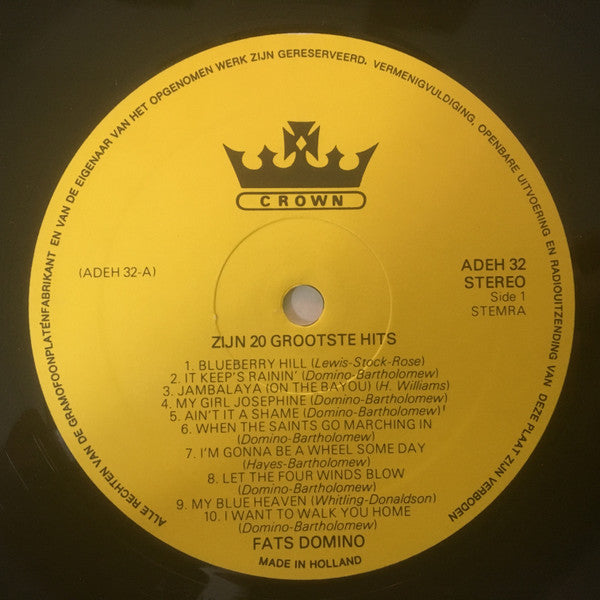 Fats Domino : Zijn 20 Grootste Hits (LP, Comp)