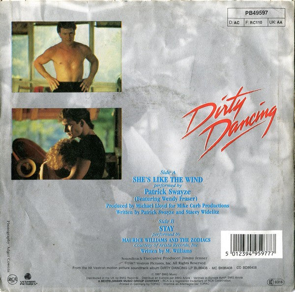 Patrick Swayze Featuring Wendy Fraser : She's Like The Wind (7", Single)