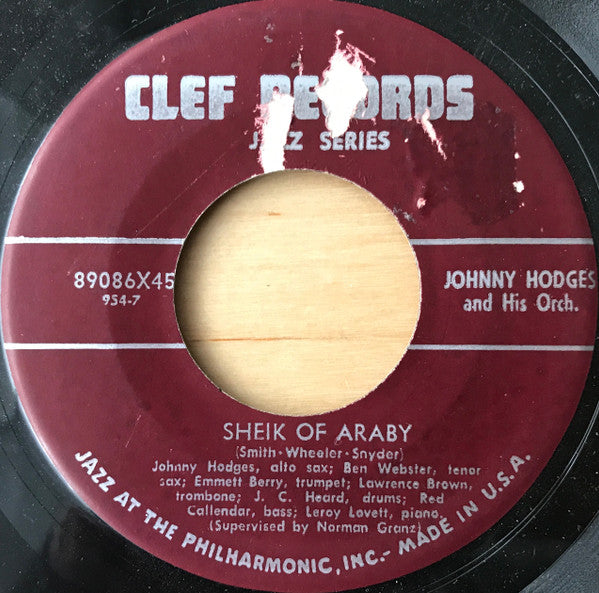 Johnny Hodges And His Orchestra : Sheik of Araby / Jappa (7", Single)