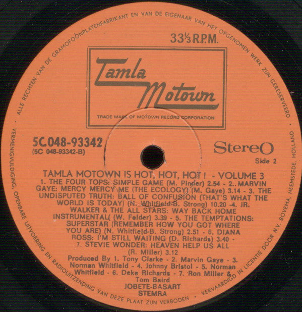 Various : Tamla-Motown Is Hot, Hot, Hot! Volume 3 (LP, Comp, Gat)