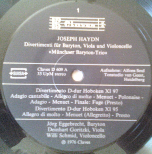 Joseph Haydn - Münchner Baryton-Trio : Divertimenti Für Baryton, Viola Und Violoncello (LP)
