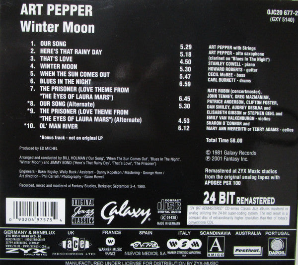 Art Pepper : Winter Moon (CD, Album, RE, RM, dig)