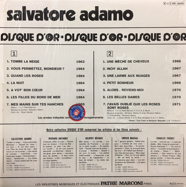 Adamo : Le Disque D'Or De Salvatore Adamo (LP, Comp, RE)