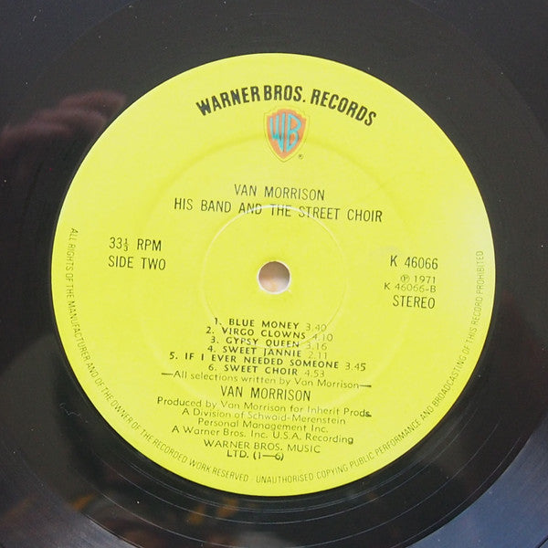 Van Morrison : His Band And The Street Choir (LP, Album, Gat)