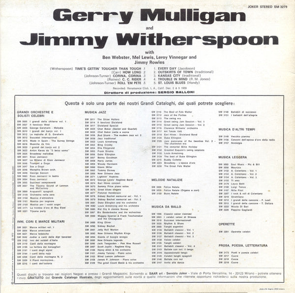 Gerry Mulligan & Jimmy Witherspoon : Gerry Mulligan & Jimmy Witherspoon (LP, Album, RE, Cre)