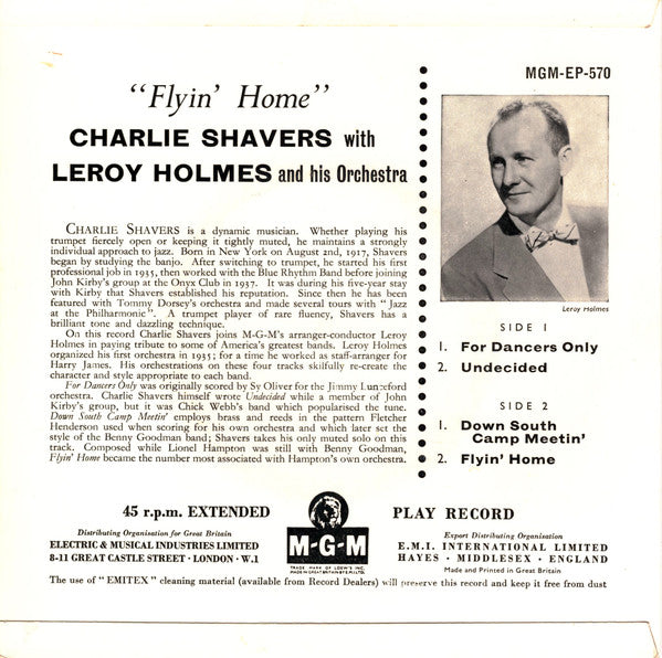 Charlie Shavers : Flyin' Home (7", EP)