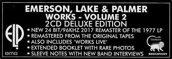 Emerson, Lake & Palmer : Works Volume 2 (2xCD, Album, Dlx, RE, RM)