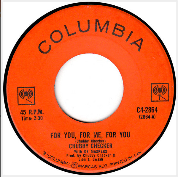 Chubby Checker With De Maskers : For You, For Me, For You (7", Single)