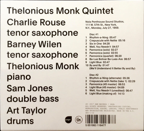 Thelonious Monk : Les Liaisons Dangereuses 1960 (2xCD, Dlx)