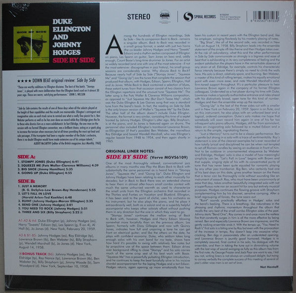 Duke Ellington And Johnny Hodges : Side By Side (LP, Album, Ltd, RE, RM, 180)