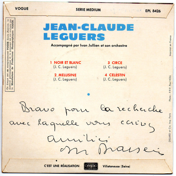 Jean-Claude Leguers : Noir Et Blanc (7", EP)