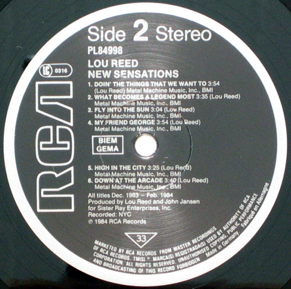 Lou Reed : New Sensations (LP, Album)