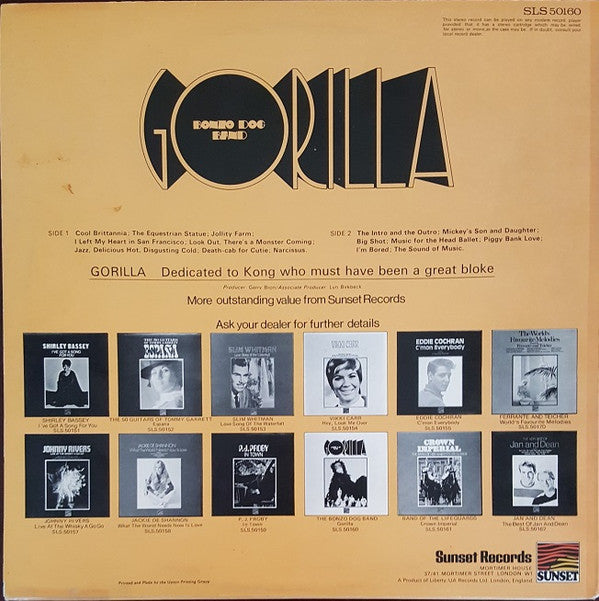 Bonzo Dog Band* : Gorilla (LP, Album, RE)