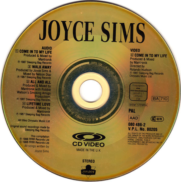 Joyce Sims : Come Into My Life (CDV, 5", Single, PAL)