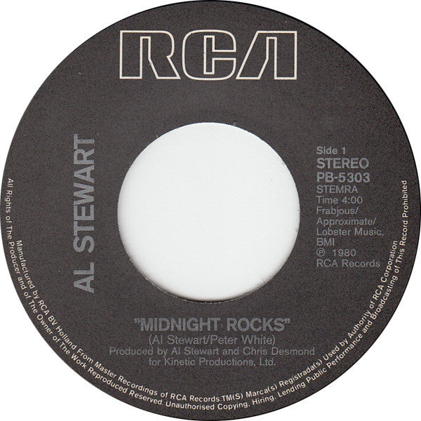 Al Stewart : Midnight Rocks (7", Single)