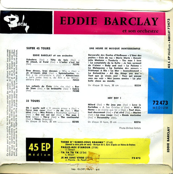 Eddie Barclay Et Son Orchestre : Quand Tu Dors Près De Moi (7", EP)