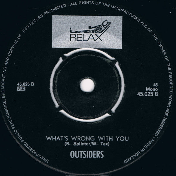 Outsiders* : Monkey On Your Back (7", Single, Mono)