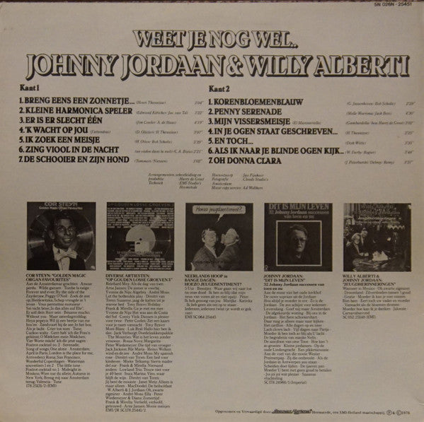 Johnny Jordaan & Willy Alberti : Weet Je Nog Wel (LP, Comp, RE)