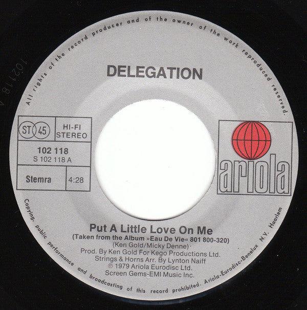 Delegation : Put A Little Love On Me (7", Single)
