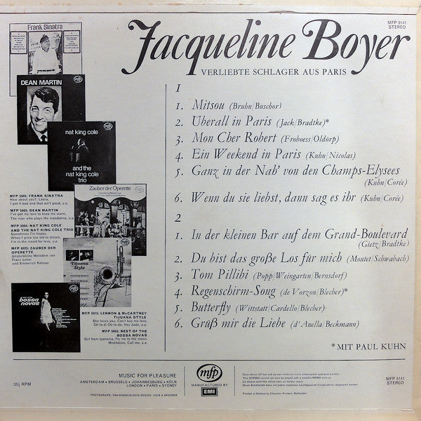 Jacqueline Boyer, Paul Kuhn : Verliebte Schlager Aus Paris (LP, Album)