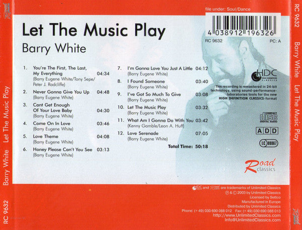 Barry White : Let The Music Play (CD, Comp)