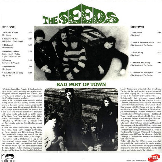 The Seeds & Sky Saxon : Bad Part Of Town (LP, Comp, RE)