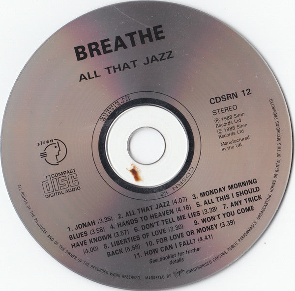 Breathe (3) : All That Jazz (CD, Album)