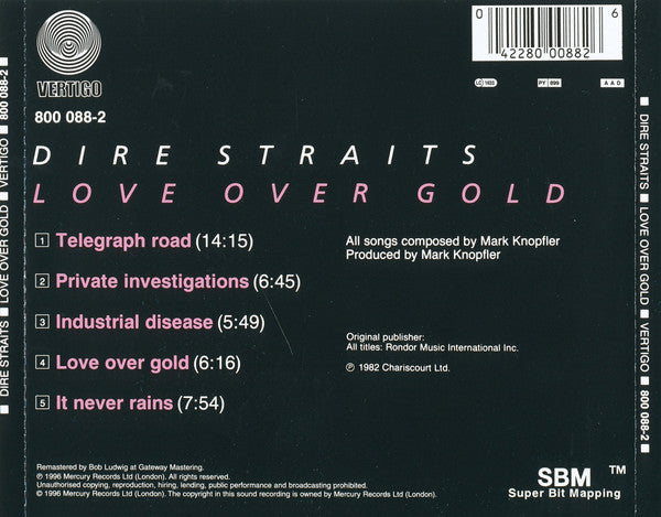 Dire Straits : Love Over Gold (CD, Album, RE, RM, Arv)