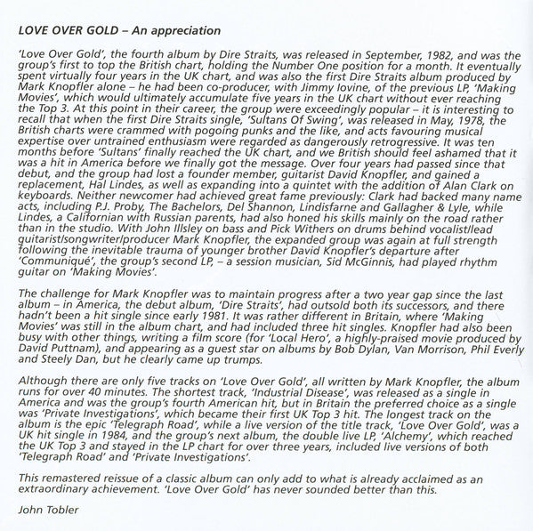 Dire Straits : Love Over Gold (CD, Album, RE, RM, Arv)