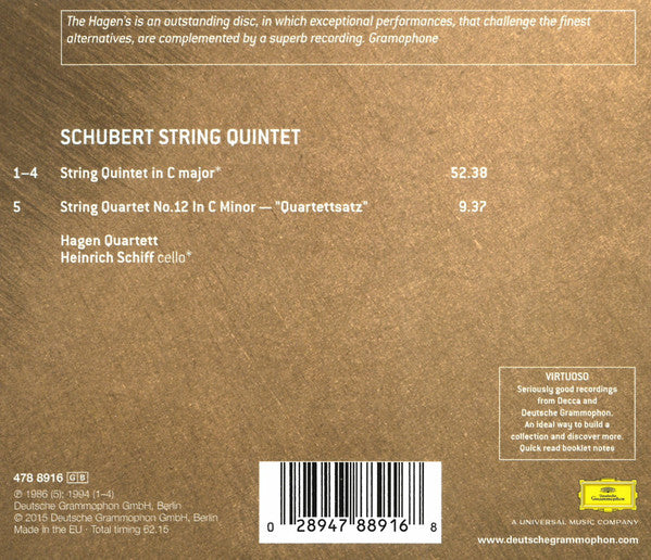 Schubert* – Hagen Quartett, Heinrich Schiff : String Quintet / String Quartet No. 12 (CD, Comp)