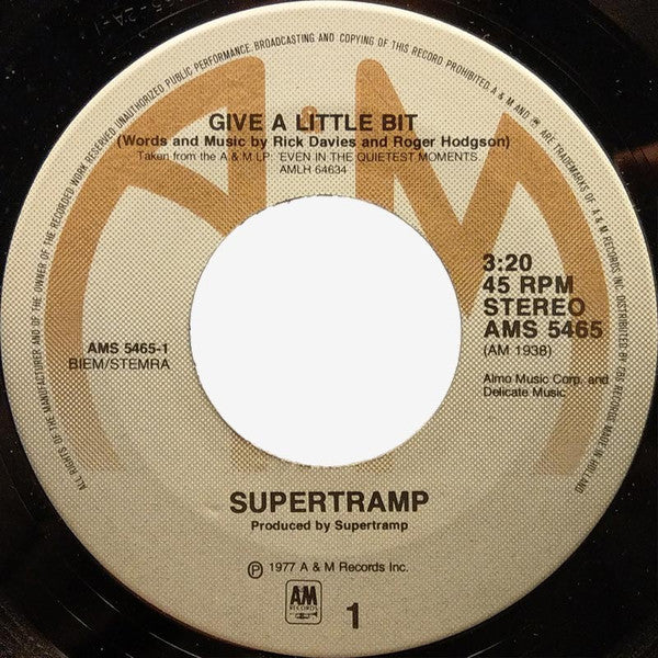 Supertramp : Give A Little Bit (7", Single)