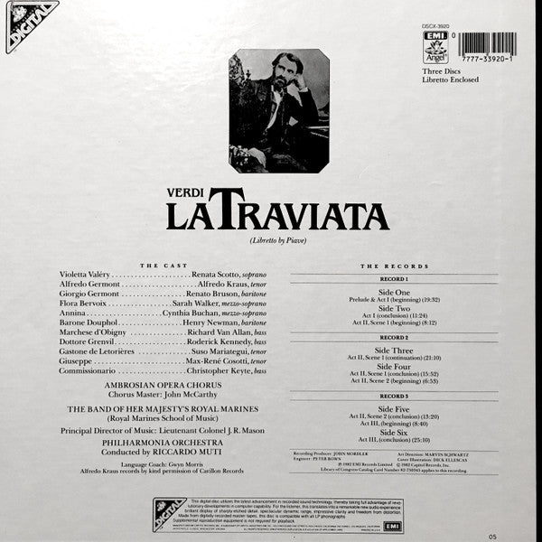 Verdi*, Scotto* •  Kraus* •  Bruson*, Philharmonia Orchestra • Ambrosian Opera Chorus*, Riccardo Muti : La Traviata (3xLP + Box)