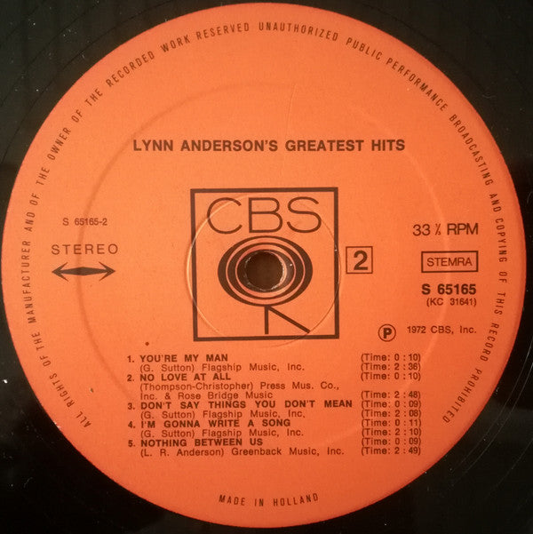 Lynn Anderson : Lynn Anderson's Greatest Hits (LP, Comp)