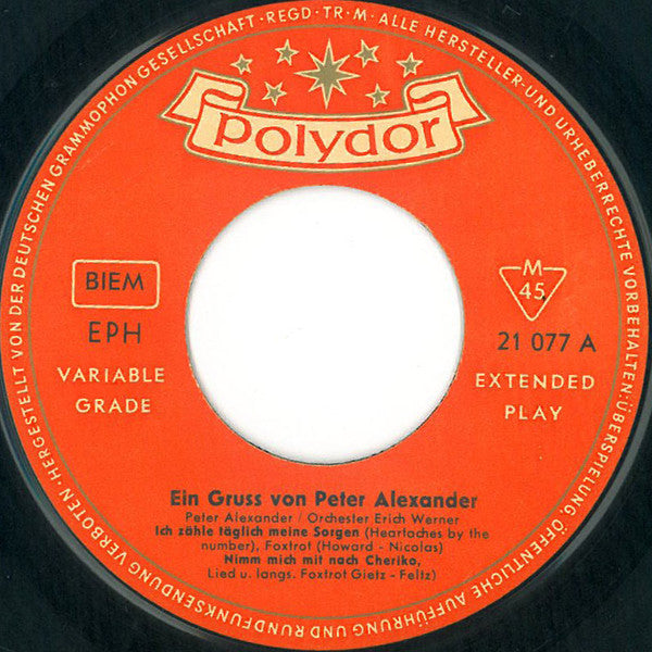 Peter Alexander : Ein Gruß Von Peter Alexander (7", EP, Mono)