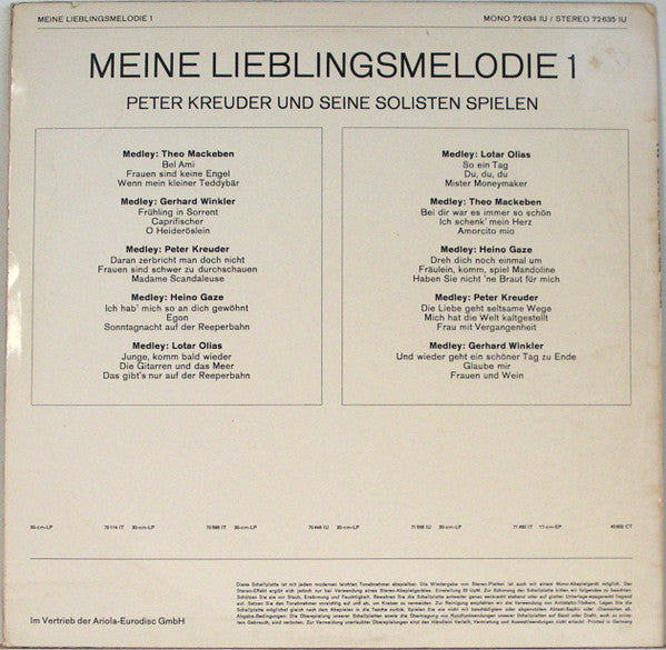 Peter Kreuder Spielt Heino Gaze, Peter Kreuder, Theo Mackeben, Lotar Olias Und Gerhard Winkler : Meine Lieblingsmelodie 1 (LP)