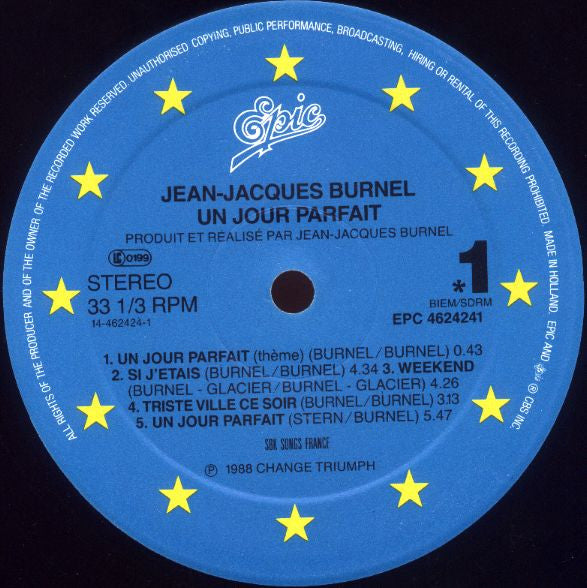 Jean-Jacques Burnel* : Un Jour Parfait (LP, Album)