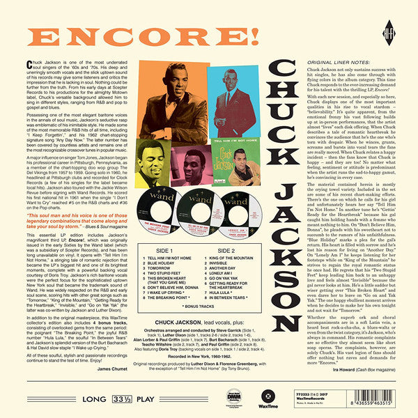 Chuck Jackson : Encore! (LP, Album, RE, Col)