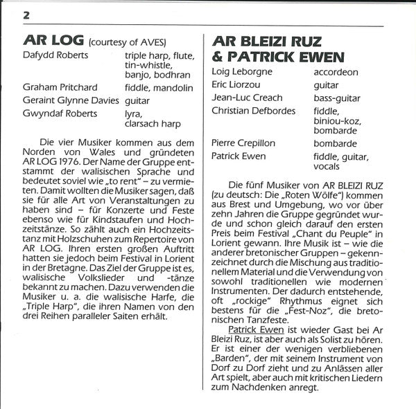 Ar Log, Jake Walton, Joe McKenna (2) & Antoinette McKenna, Bleizi Ruz & Patrik Ewen : Celtic Folk Festival (CD, Comp)