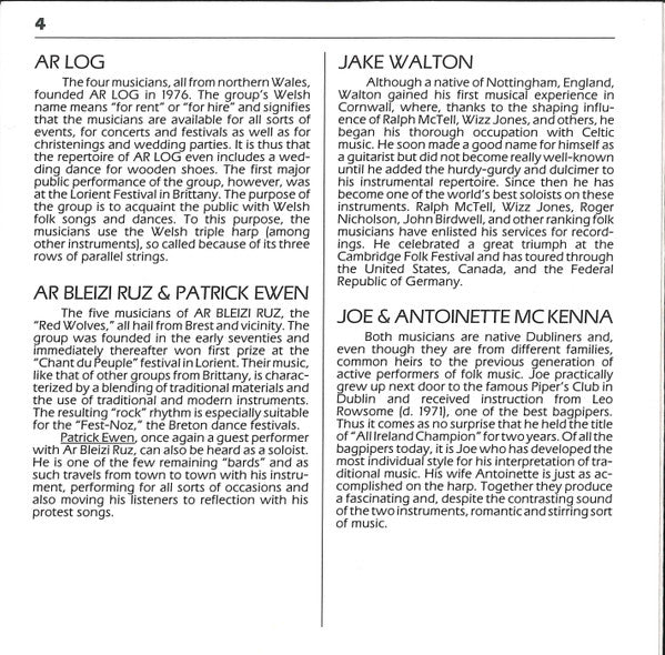 Ar Log, Jake Walton, Joe McKenna (2) & Antoinette McKenna, Bleizi Ruz & Patrik Ewen : Celtic Folk Festival (CD, Comp)