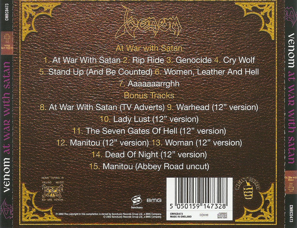 Venom (8) : At War With Satan (CD, Album, RE, Son)